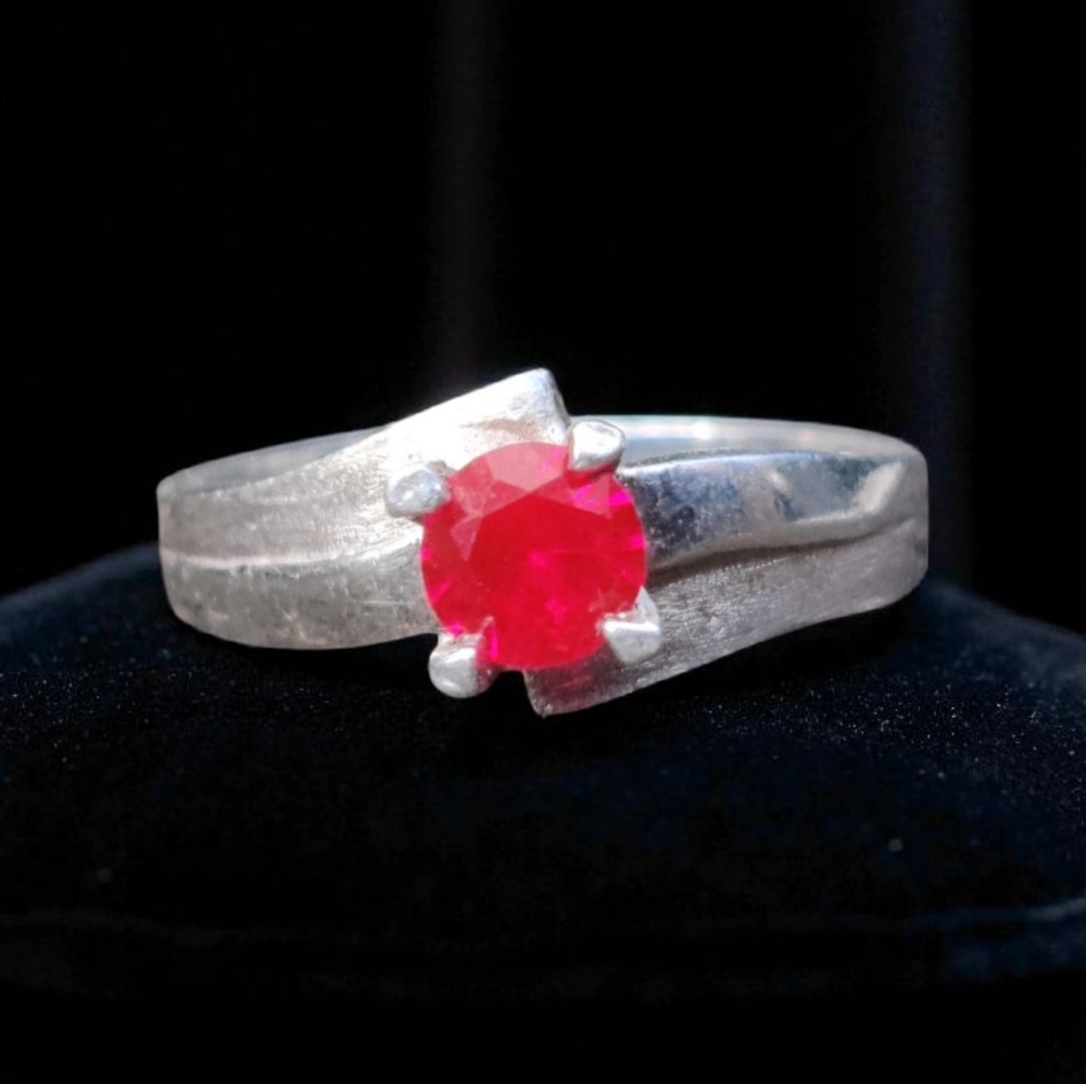 Vintage 950 Silver Ruby Ring - image 1